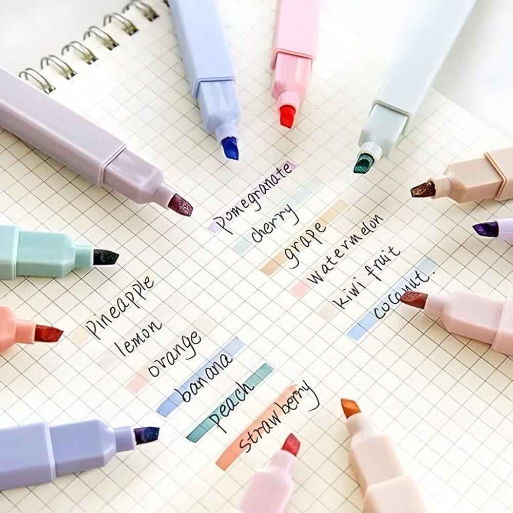Pastel Dual Tip Highlighter Set – Soft Color Marker Pens (Pack of 12)